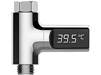BadeStern Batterieloses Armatur-Thermometer, LED-Display 360° drehbar, 0-100 °C; XXL-Regenduschen zum Einbau 